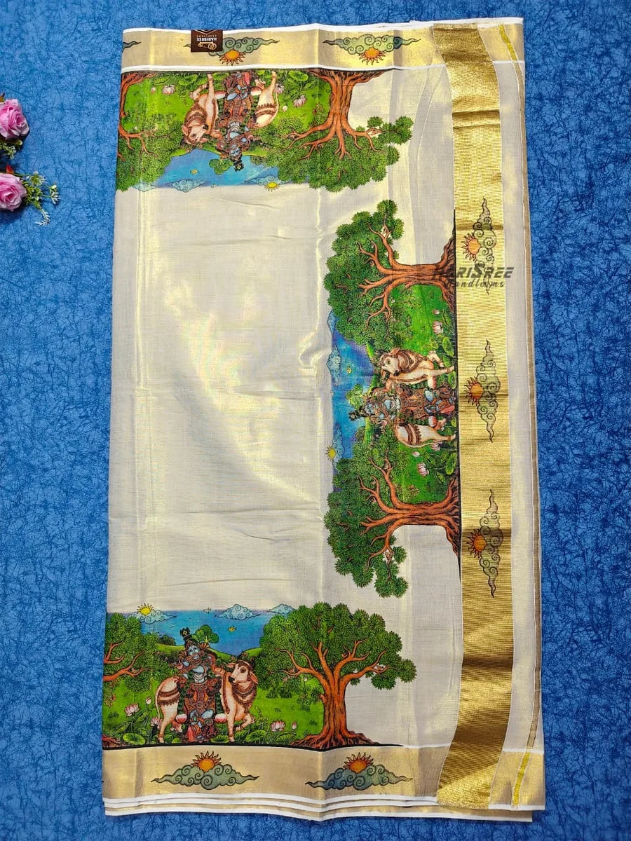 Authentic Kasavu Saree with Gold Border | Harisree Handlooms - HS102