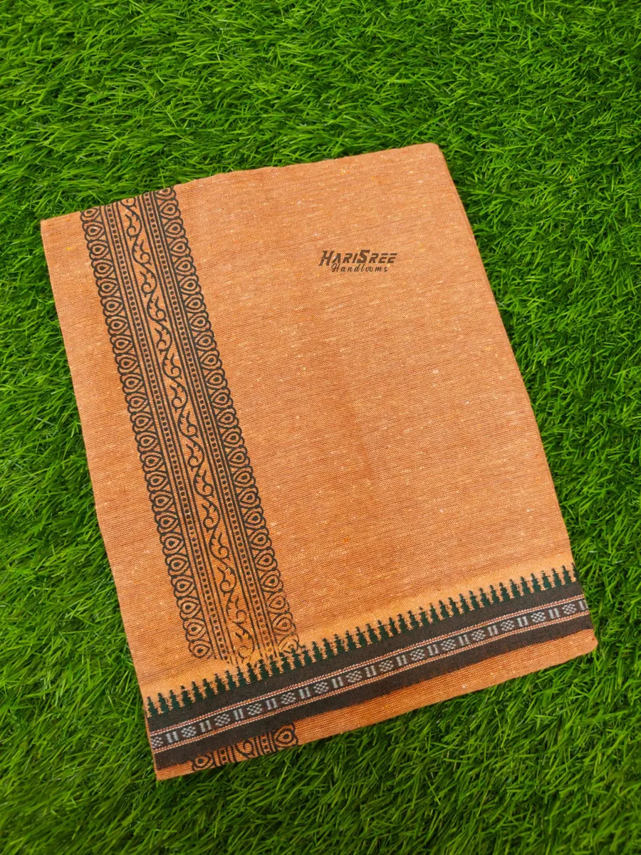 Buy Kavi Mundu Online – Kerala Cotton Mundu with Black Border - KK102